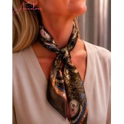 Dames sjaal korte hals sjaaltje 538 bloemenprint bruin 
